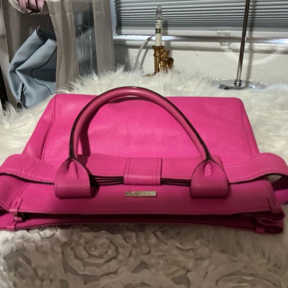 Kate Spade hot pink shoulder bag.  12 inches wide x 9 inches high. - Picture 4 of 7